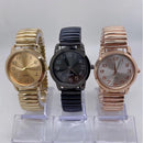 Relógio Feminino de pulso Quartz Pulseira Elástica analógico Redondo Dourado e Rose breto prata Moda Blogueira