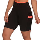 Kit 3 Short Feminino Fitness Academia com Bolso de Tela Porta Celular