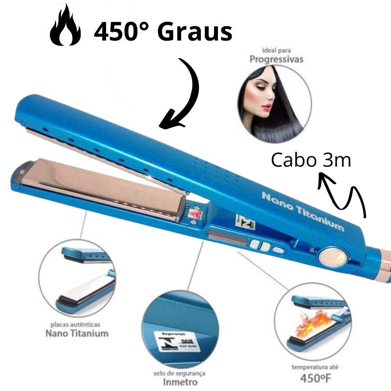 Prancha de Cabelo Alisadora Profissional Aquecimento Rápido Controle de Temperatura Iônica 110V/220V