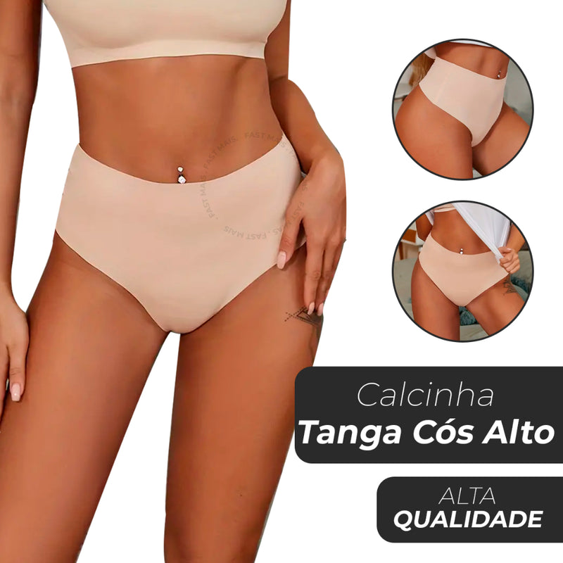 Kit 10 Calcinhas Cos Alto Modeladora Sem Costura Corte Laser