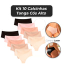 Kit 10 Calcinhas Cos Alto Modeladora Sem Costura Corte Laser