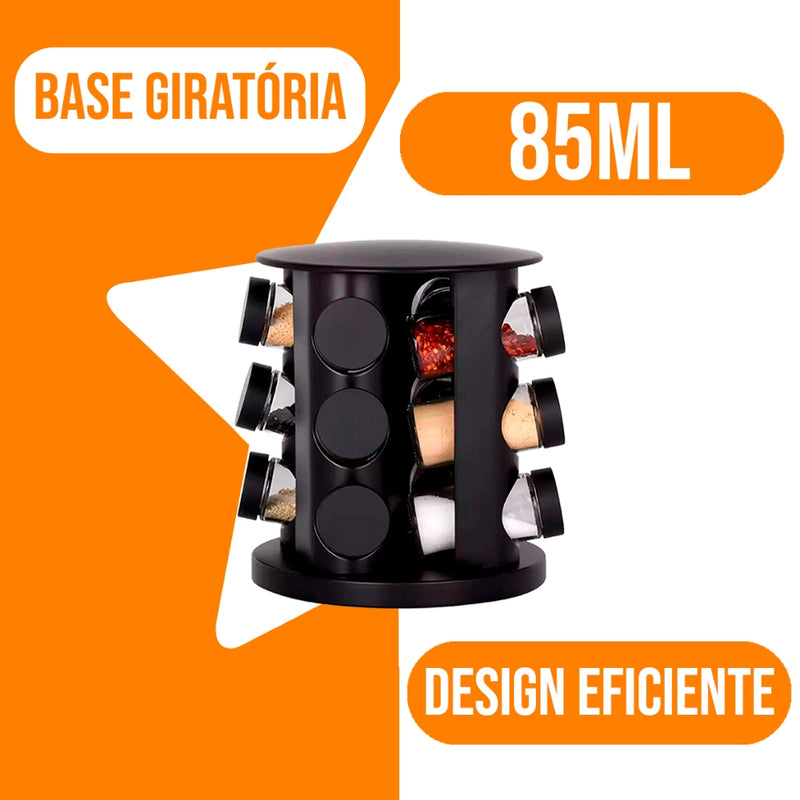 Porta Temperos e Condimentos Giratório Com 9 Potes