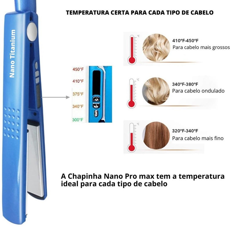 Prancha de Cabelo Alisadora Profissional Aquecimento Rápido Controle de Temperatura Iônica 110V/220V