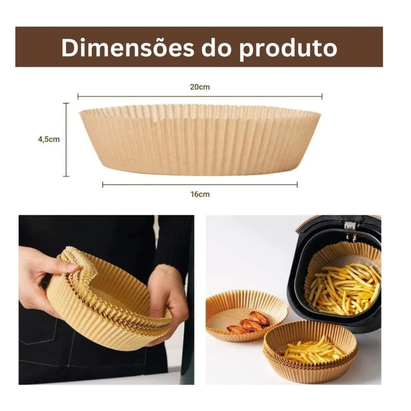 Forma De Airfryer Descartável Redondo Antiaderente Para Cozimento Papel Fritadeira