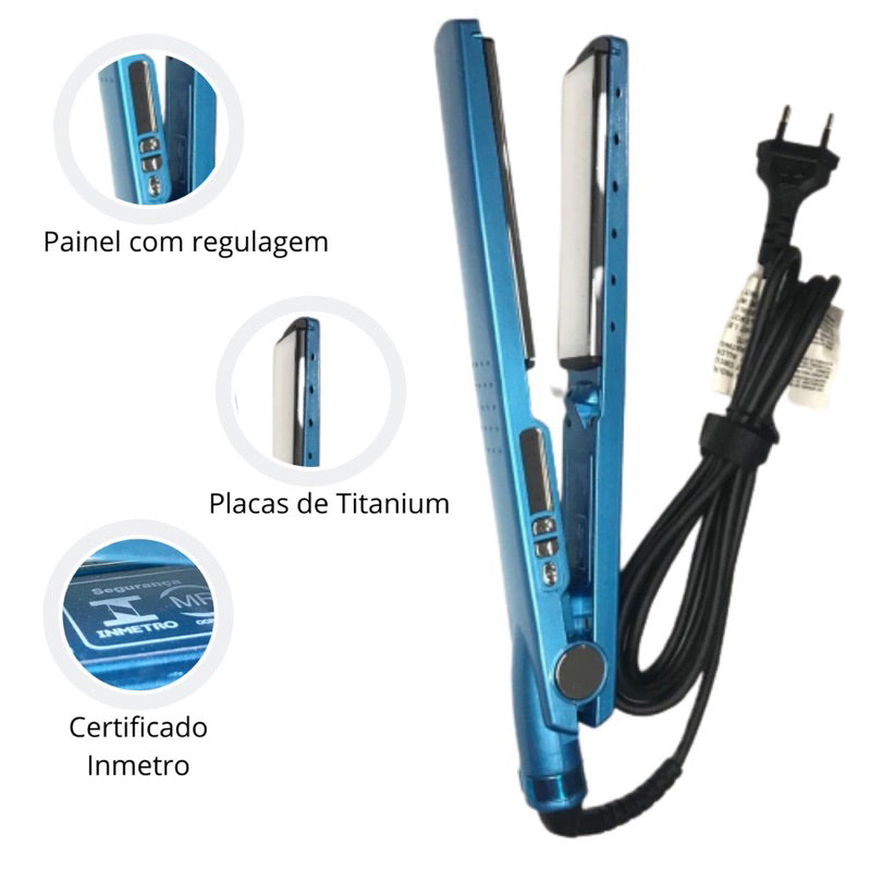 Prancha de Cabelo Alisadora Profissional Aquecimento Rápido Controle de Temperatura Iônica 110V/220V