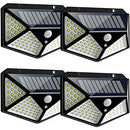 4 Peças Luminária Solar De Parede Refletor 100 Led Sensor Presença Movimento Prova D' Água Com 3 Funções Solar light