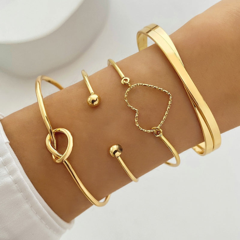 4 pçs/set Conjunto Pulseira Banhada A Ouro Criativa Pulseira Vintage Joias Femininas