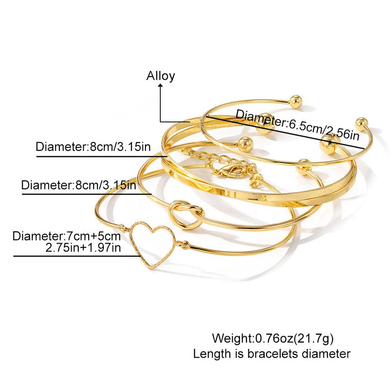 4 pçs/set Conjunto Pulseira Banhada A Ouro Criativa Pulseira Vintage Joias Femininas