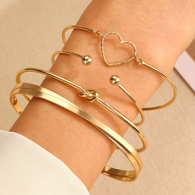 4 pçs/set Conjunto Pulseira Banhada A Ouro Criativa Pulseira Vintage Joias Femininas